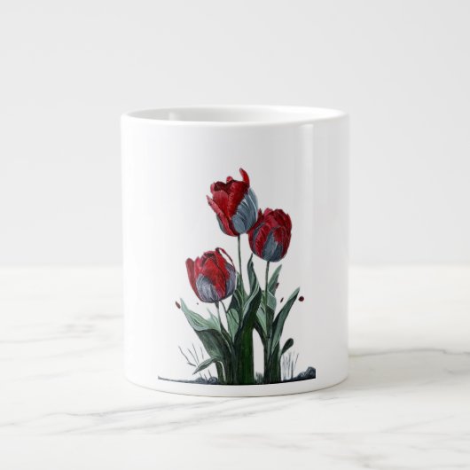 Elegant Rose Flower Mug – Timeless Floral Design Extra Grote Beker (Voorkant)