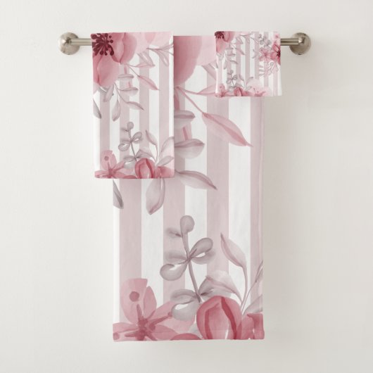 Elégant rose foncé rose floral Pinstripes Aquarell (En situation)