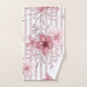 Elégant rose foncé rose floral Pinstripes Aquarell (Serviette à main)