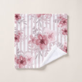 Elégant rose foncé rose floral Pinstripes Aquarell (Gant de toilette)