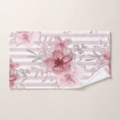 Elégant rose foncé rose floral Pinstripes Aquarell (Serviette à main)