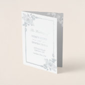 Élégant Rose Frame Silver Foil Wedding Programme (Devant)