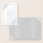 Élégant Rose Frame Silver Foil Wedding Programme (Affichage)