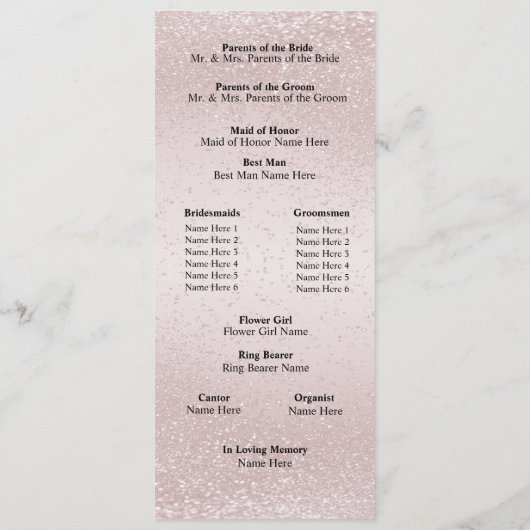 Elegant Rose Glitter - Program Programma (Achterkant)