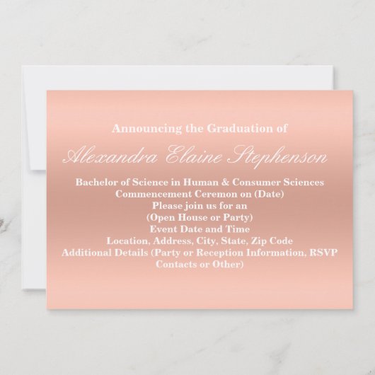 Elégant Rose Gold 3 Photo Graduation Faire-part (Dos)
