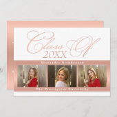 Elégant Rose Gold 3 Photo Graduation Faire-part (Devant / Derrière)