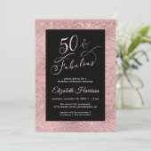 Elégant Rose Gold 50e Anniversaire Fête Invitation (Debout devant)
