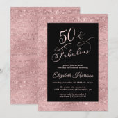 Elégant Rose Gold 50e Anniversaire Fête Invitation (Devant / Derrière)