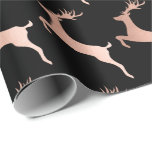 Élégant Rose Gold Black Christmas Reinder Motif<br><div class="desc">Beau motif de Noël en faux rose or & noir.</div>