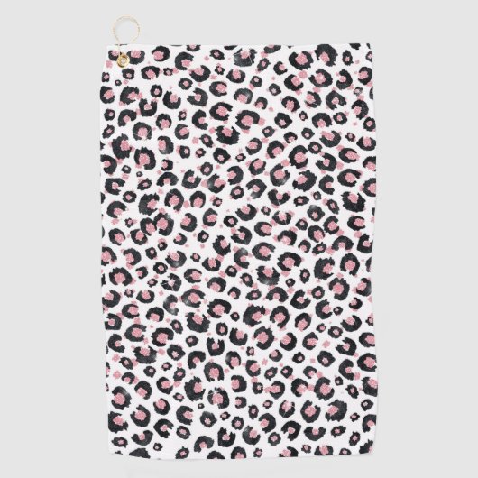 Elegant Rose Gold Black Leopard Pattern Golfhanddoek (Voorkant)