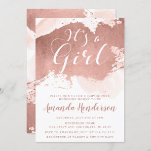 Elégant Rose Gold & Blush Baby shower Invitation
