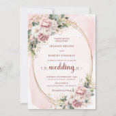 Elegant Rose Gold Blush Garden Wedding Invitation (Devant)