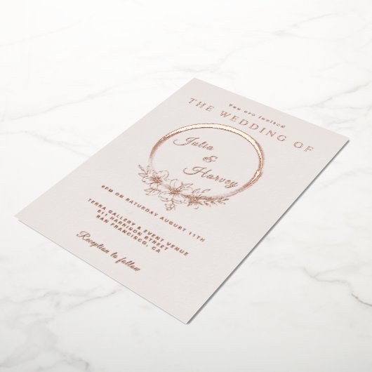 Elégant Rose Gold Blush Mariage Foil Invitation (Rotation)