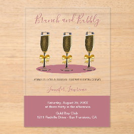 Elegant Rose Gold Brunch and Bubbly Bridal Shower Acryl Uitnodigingen