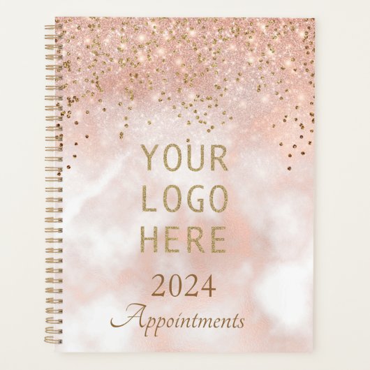 Élégant Rose Gold Business Logo carnet de rendez-v (Devant)