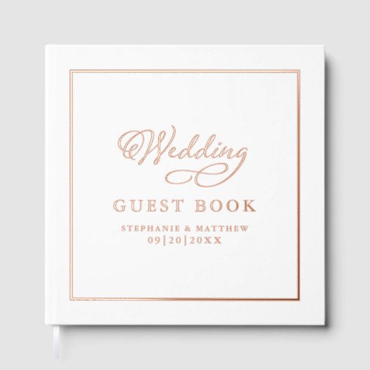 Élégant Rose Gold Calligraphie Mariage Chic White (Recto)