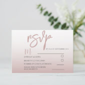 Élégant Rose Gold Calligraphie Mariage RSVP (Debout devant)