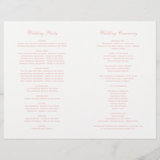 Élégant Rose Gold Calligraphie Programmes de maria (Dos)