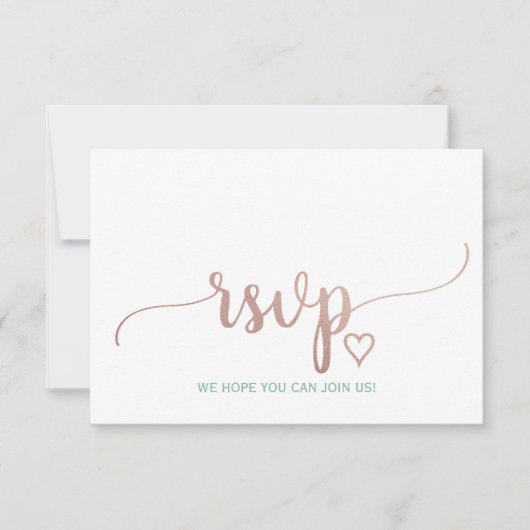 Elégant Rose Gold Calligraphy Mariage Website RSVP (Devant)