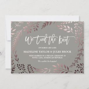 Elégant Rose Gold et Grey Elopement Faire-part