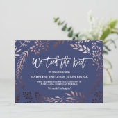 Elégant Rose Gold et Navy Elopement Faire-part (Debout devant)
