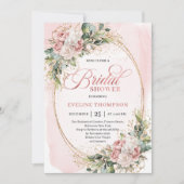 Elegant Rose Gold Floral Bridal Shower Invitation (Devant)