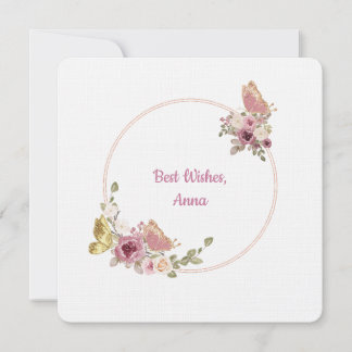 Elegant Rose Gold Floral Butterfly Frame Card Feestdagenkaart
