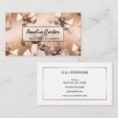Élégant Rose Gold Floral cartes de visite (Devant / Derrière)