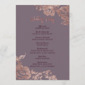 Élégant Rose Gold Floral Purple Wedding Programme (Dos)