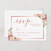 Elégant Rose Gold Floral Wedding RSVP Réponse (Devant / Derrière)