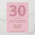 Elégant Rose Gold Foil 30e anniversaire Invitation<br><div class="desc">Elégante Rose Gold Foil 30e Anniversaire Invitation. Conception minimaliste de 30e anniversaire modèle avec élégante calligraphie lettré à la main police de script de papier et arrière - plan rose pastel.</div>