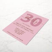 Elégant Rose Gold Foil 30e anniversaire Invitation (Rotation)