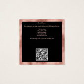 Élégant Rose Gold Foil et Black Carte de visite (Dos)