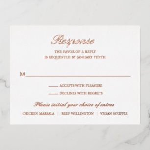 Elégant Rose Gold Foil Mariage officiel Carte RSVP