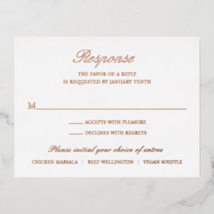 Elégant Rose Gold Foil Mariage officiel Carte RSVP