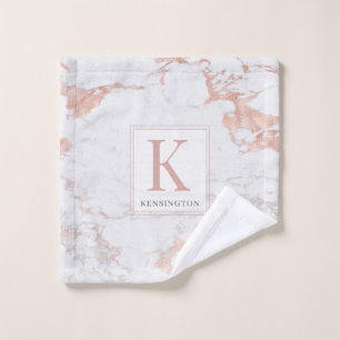 Élégant Rose  Gold Foil Monogramme en marbre