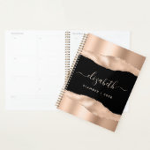 Élégant Rose Gold Foil Monogramme Noir (Devant avec enveloppe)