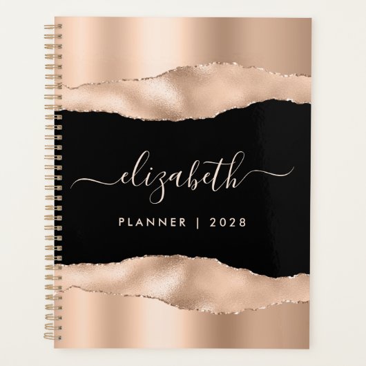 Élégant Rose Gold Foil Monogramme Noir (Devant)