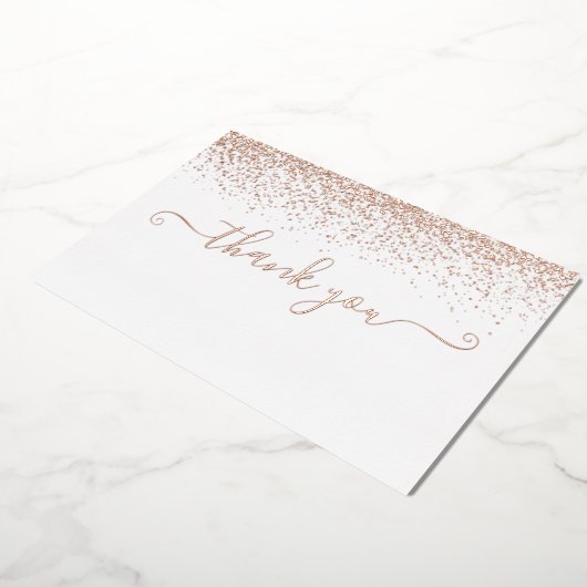 Élégant Rose Gold Foil Script Carte de remerciemen (Rotation)