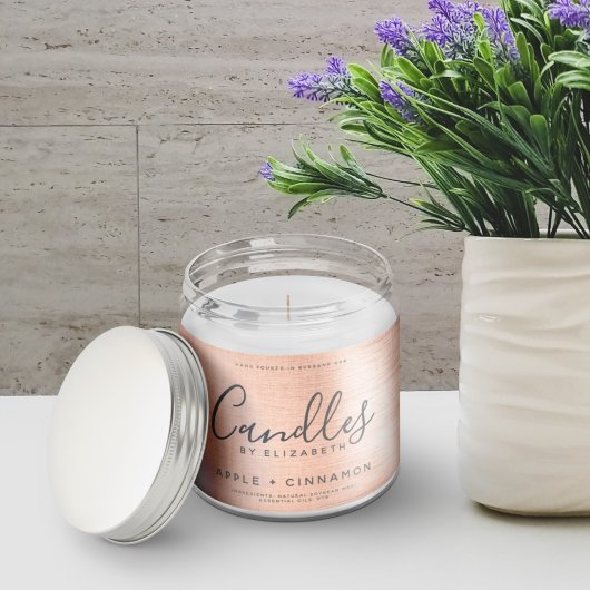 Élégant Rose Gold Foil Soy Étiquette de bougie