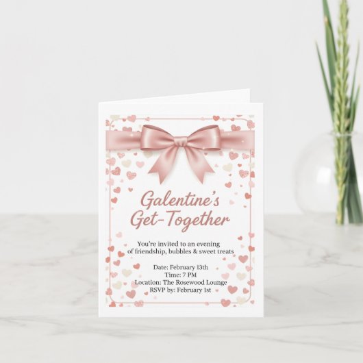 Elegant Rose Gold Galentine's Day Invitation Templ (Devant)