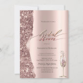 Elegant Rose Gold Glitter Script Champagne Kaart (Voorkant)