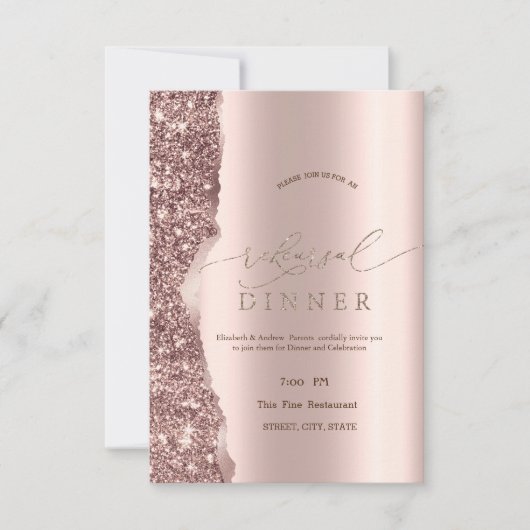 Elegant Rose Gold Glitter Script  Kaart (Voorkant)