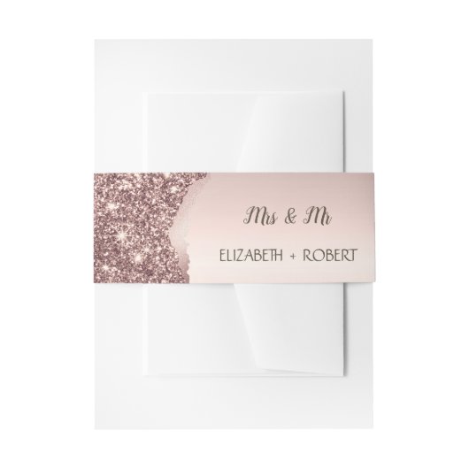 Elegant Rose Gold Glitter Script Uitnodigingen Wikkel (Voorkant Voorbeeld)