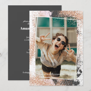 Élégant Rose Gold Graduation Party Invitation