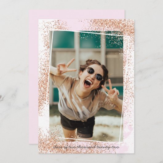 Élégant Rose Gold Graduation Party Invitation (Devant / Derrière)