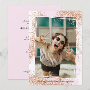 Élégant Rose Gold Graduation Party Invitation
