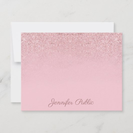 Élégant Rose Gold Hand Script Nom Modèle (Devant)