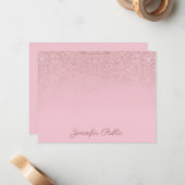Élégant Rose Gold Hand Script Nom Modèle (Devant/Arrière en situation)