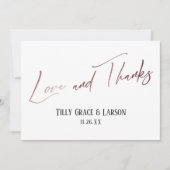 Élégant Rose Gold Handwriting Amour et Merci (Devant)